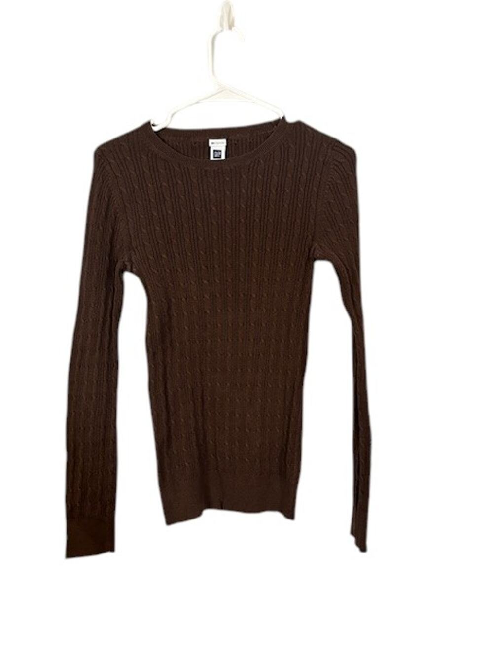 Gap Brown Long Sleeve Cotton Stretch Ribbed Knit Blouse Women Sz Sm
